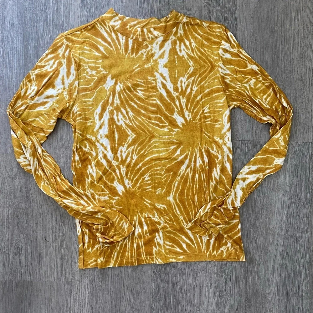 Scotch & Soda Yellow Tie-Dye Long Sleeve lightweight funky fun - Size XS